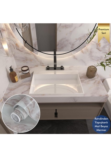 60 x 100 cm Mermer Desen Kendinden Yapışkanlı Duvar Kağıdı Kaplama Mutfak Tezgeh Masa Folyo Beyaz 2 modelleri