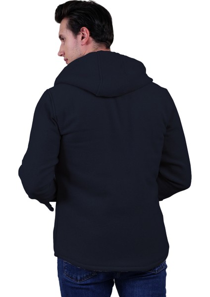 Lacivert Tek Renk Düz Sade Kapüşonlu Içi Yün Kürklü Kışlık Oduncu Ceket Gömlek indirimleri