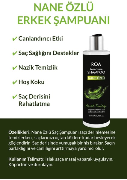 Erkek Şampuanı Nane Özlü 250 ml modelleri