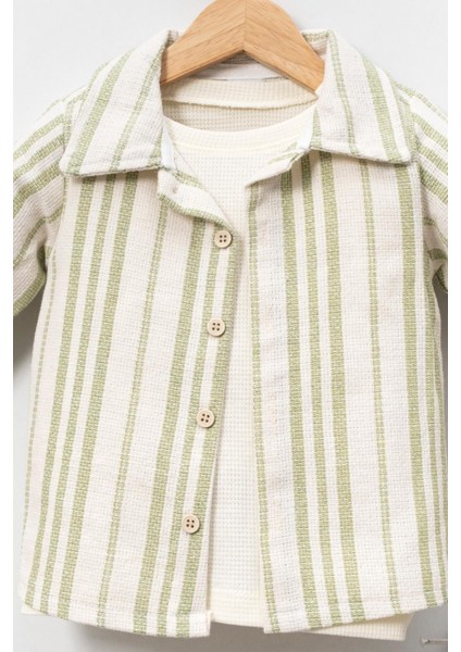 Yumuşak Doku Pamuklu Çizgi Detay Gömlekli Erkek Bebek Takım fiyatları