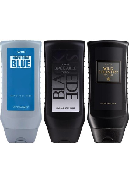 Individual Blue, Black Suede Dark ve Wild Country Saç ve Vücut Şampuanı 250 ml Set fiyatları