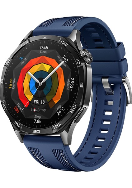Huawei Watch Gt5 46mm Gt5 Pro Gt4 46mm Gt3 46mm Gt3 Pro Se Gt2 ile Uyumlu Kordon (22 mm) Hybrid Dikişli Kumaş Silikon