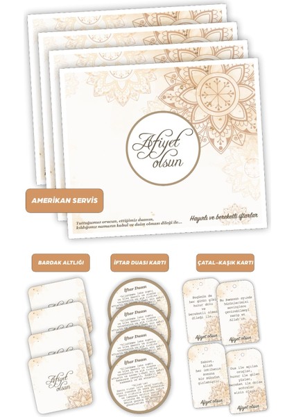 12 Adet Ramazan Temalı Iftar Sofrası Amerikan Servis Iftar Duası Bardak Altlığı Çatal Bıçak Süsleri fiyatları
