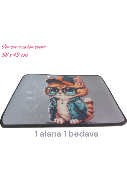 Kedi Köpek Evcil Hayvan Mama Altlığı Beslenme Paspası 58X43CM