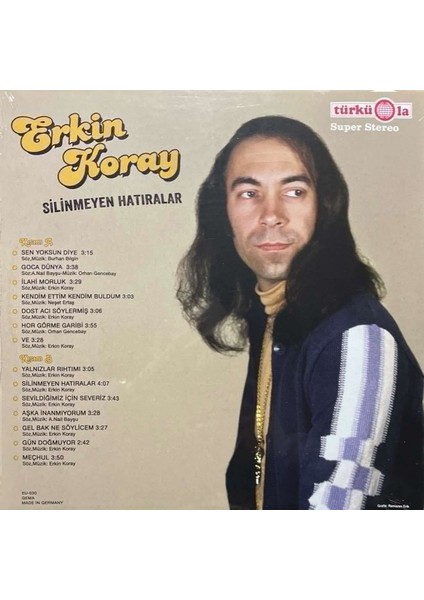 Erkin Koray - Silinmeyen Hatıralar Türküola Almanya Baskı LP Plak fiyatları