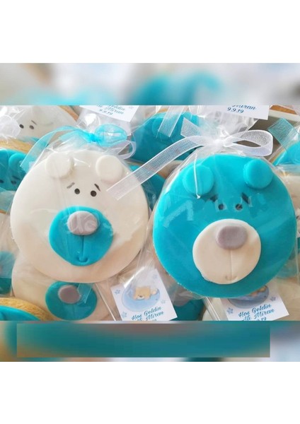 20 Adet-Ayıcık Kurabiyesi -Ayı Temalı Butik Doğum grünü Kurabiyesi