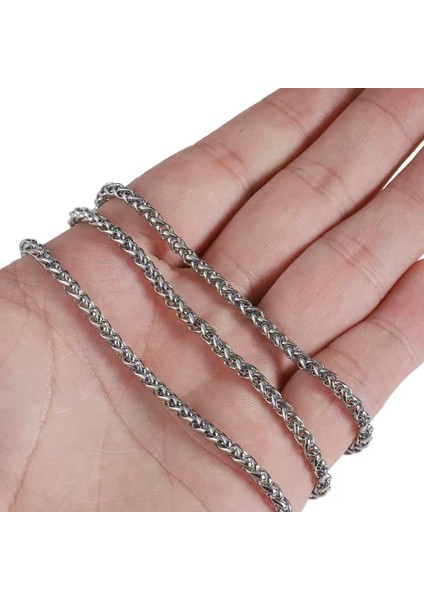 Spiga Model Tamamı Çelik Ince Erkek Çelik Bileklik ve Kolye 2 Mm