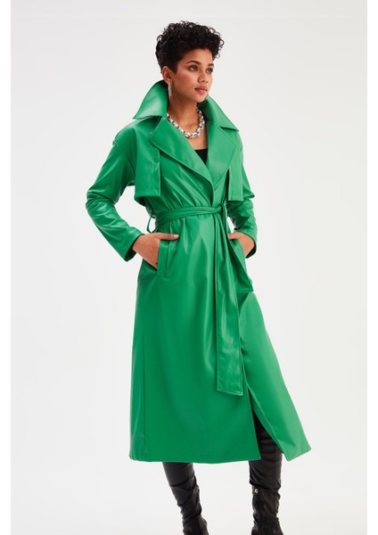 Uzun Kemerli Deri Trenç - Yeşil fiyatları