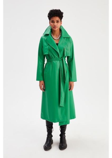 Uzun Kemerli Deri Trenç - Yeşil indirimleri