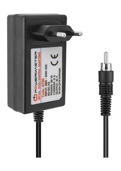 PM-4735 16 Volt - 2 Amper Tos Fişli Rca Uçlu Priz Tipi Santral Adaptörü