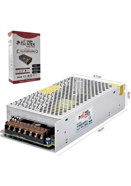 HT-1115 Metal Kasa Adaptör 12 Volt 10 Amper