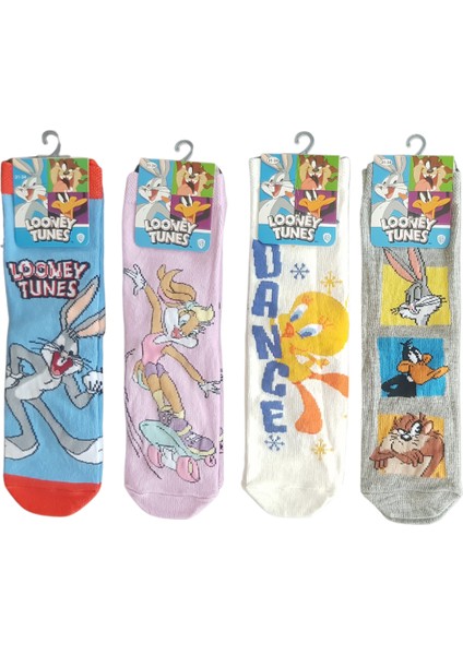 Lisanslı Renkli 4 Çift Çocuk Çorap