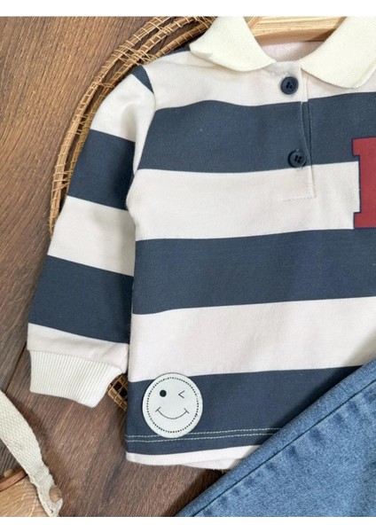 Şerit Çizgili Detaylı Likralı Polo Yaka Erkek Bebek Takım fırsatları