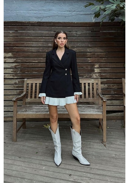 Kruvaze Yaka Düğmeli Kadın Ceket Elbise fiyatları