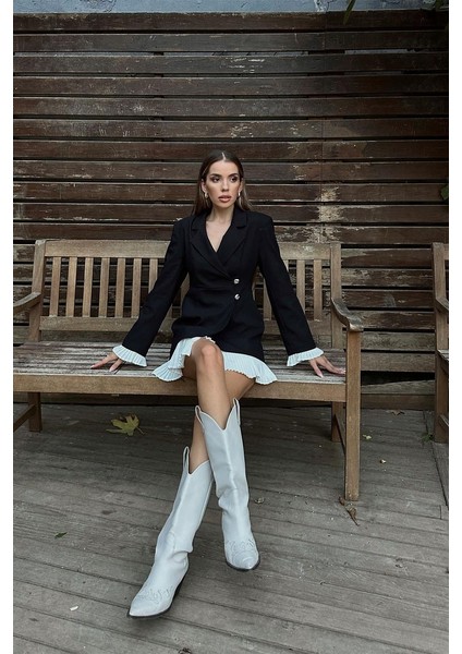 Kruvaze Yaka Düğmeli Kadın Ceket Elbise modelleri