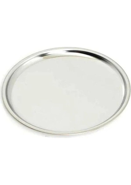 2'li Çelik 23 cm Yuvarlak Çay,kahve,pasta Dekoratif Servis Tepsisi