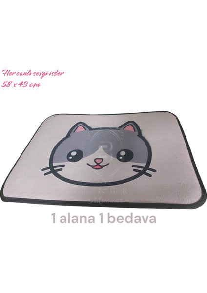 Kedi Köpek Evcil Hayvan Mama Altlığı Beslenme Paspası 58X43CM