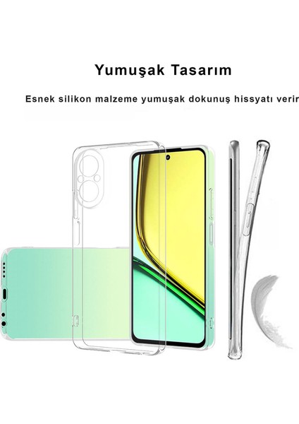 Realme 12 Lite Kılıf Şeffaf Kamera Korumalı Esnek Yumuşak Silikon