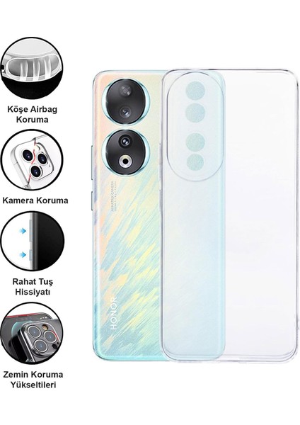 Honor 90 Kılıf Şeffaf Kamera Korumalı Esnek Yumuşak Silikon