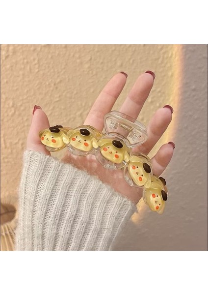Kawaii Sanrio Pompompurin Büyük Boy Xl Mandal Kıskaçlı Saç Topuz Toka Kadın Genç Kız