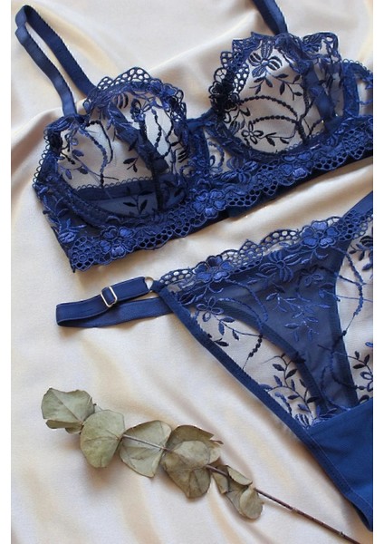 Barbie Lacivert Dantelli Bralet Takım