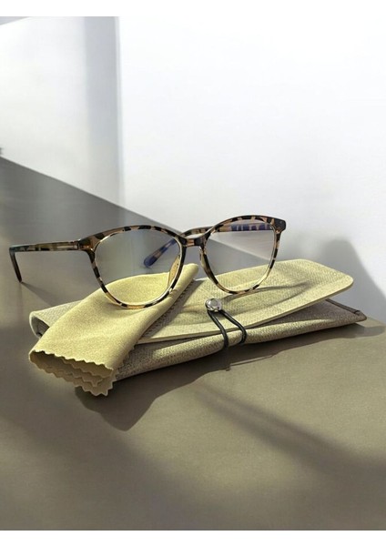 UV400 Korumalı Leopar Kemik Cat Eye Unisex Kadın Şeffaf Mavi Işık Korumalı Blue Block Gözlük