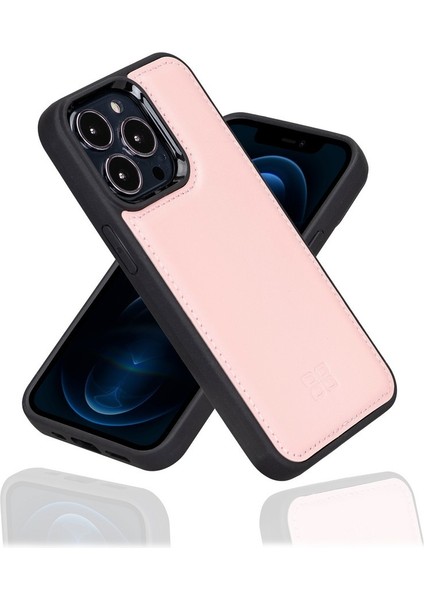 Apple iPhone 13 Pro Uyumlu Deri Arka Kapak Nu2 Pembe