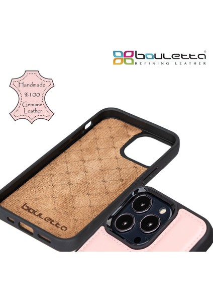 Apple iPhone 13 Pro Uyumlu Deri Arka Kapak Nu2 Pembe