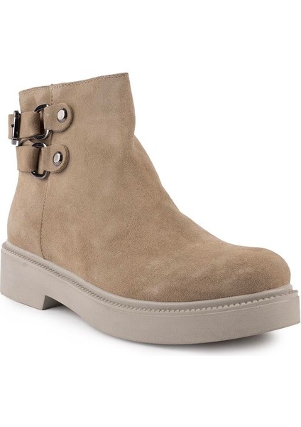 Deri Kalın Hafif Ortopedik Tokalı Spor Bot Bej Süet 201 modelleri