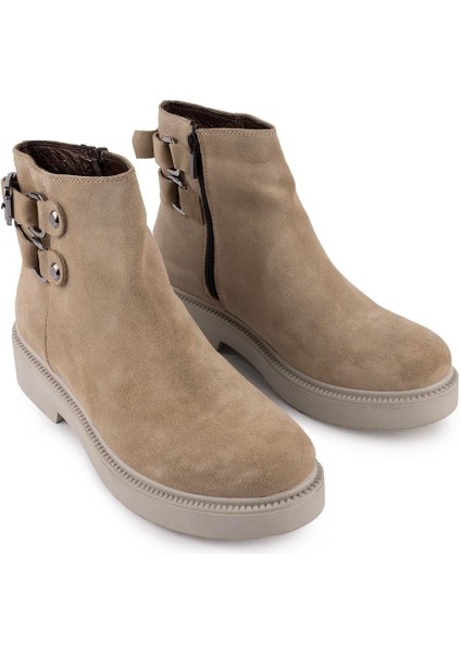 Deri Kalın Hafif Ortopedik Tokalı Spor Bot Bej Süet 201 fırsatları