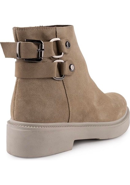 Deri Kalın Hafif Ortopedik Tokalı Spor Bot Bej Süet 201 indirimleri