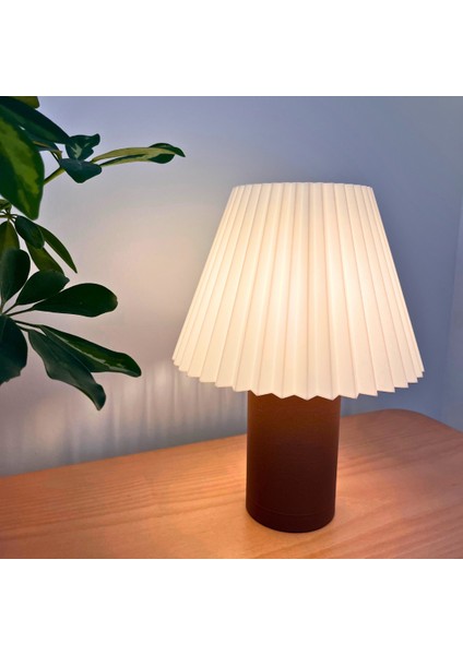 Modern Ahşap Görünümlü Objeo 3D Özel Tasarım Dekoratif Abajur