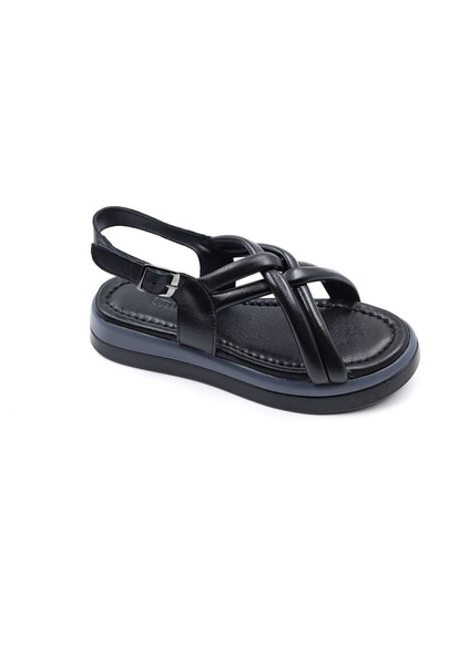 B251794 Deri Yumuşak Bantlı Siyah Kadın Konfor Sandalet fırsatları