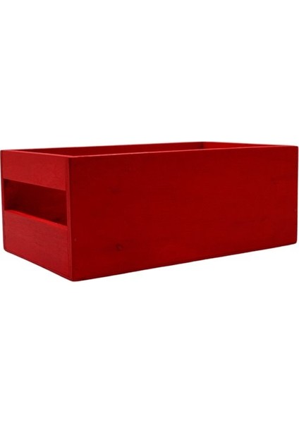 Kırmızı Renkli Ahşap Kutu Organizer 25CM x 16CM Genişlik ve 10CM Yük.