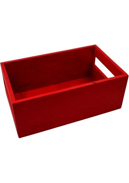 Kırmızı Renkli Ahşap Kutu Organizer 25CM x 16CM Genişlik ve 10CM Yük.