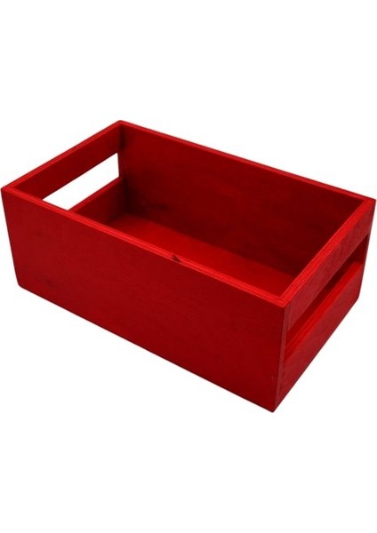 Kırmızı Renkli Ahşap Kutu Organizer 25CM x 16CM Genişlik ve 10CM Yük.