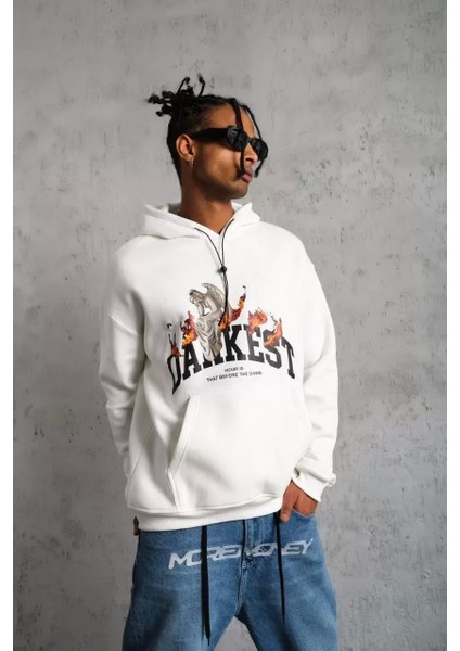 Erkek Dankes Baskılı Kapüşonlu Sweat - Beyaz