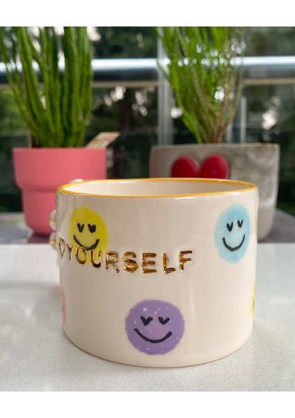 El Yapımı Seramik Gerçek 24K Altın Dekorlu Sloganlı Kupa fiyatları