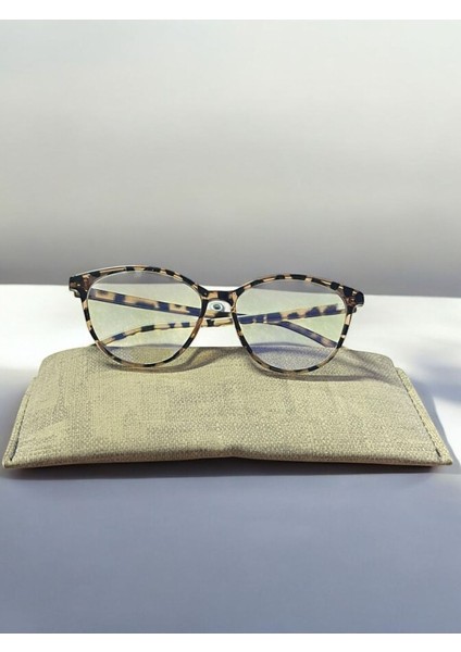 UV400 Korumalı Leopar Desenli Cat Eye Blue Block Mavi Işık Korumalı Gözlük