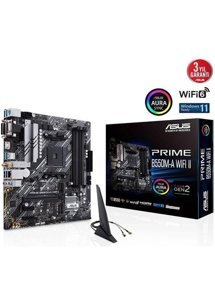 Prıme B550M-A Wıfı Iı Ddr4 HDMI DVI Pcıe 16X V4.0 Am4 Matx