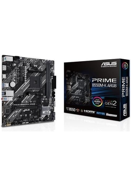 Prıme B550M-K Argb Ddr4 M2 Pcıe Nvme HDMI DVI Pcıe 16X V4.0 Am4 Matx