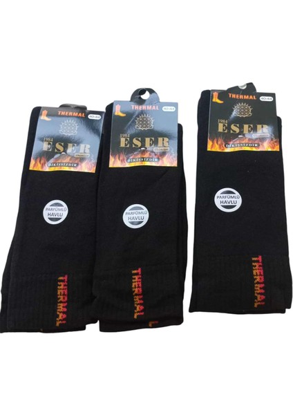 Çorap 3'lü ekonomik paket siyah içi havlu standart beden yumuşak esnek nefes alabilen unisex ÇO6-1