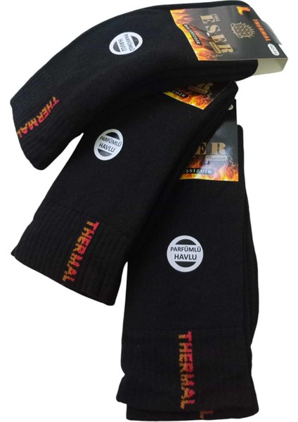Çorap 3'lü ekonomik paket siyah içi havlu standart beden yumuşak esnek nefes alabilen unisex ÇO6-1