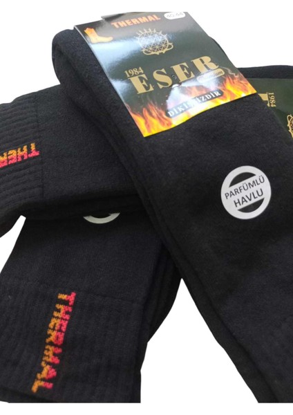 Çorap 3'lü ekonomik paket siyah içi havlu standart beden yumuşak esnek nefes alabilen unisex ÇO6-1