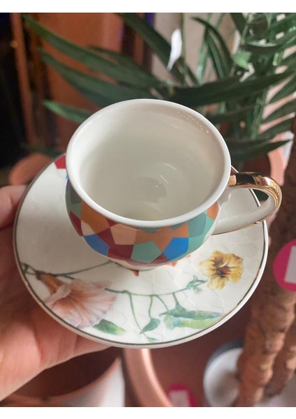 Renkli Geometrik 6 Kişilik Türk Kahvesi Fincanı fiyatları