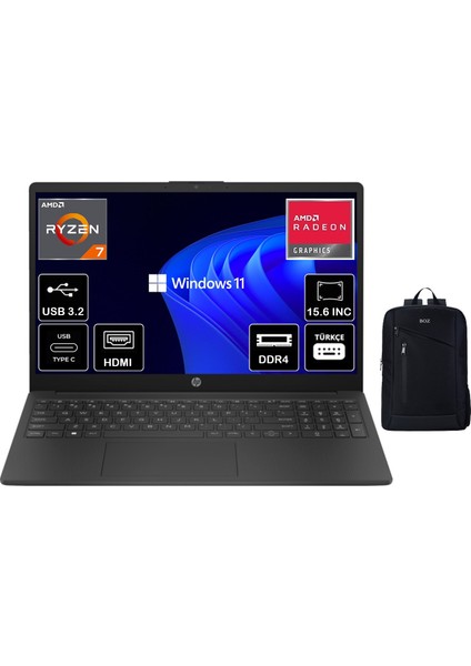 15-FC0059NT Amd Ryzen 7 7730U 16GB 2tb SSD Windows 11 Pro 15.6" Fhd Taşınabilir Bilgisayar 8M1T1EA + Boz Çanta