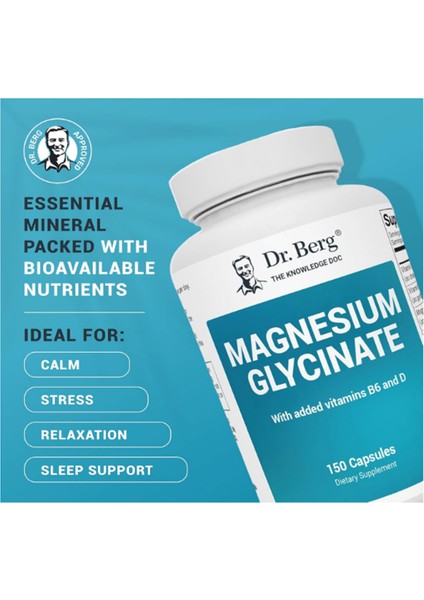 Magnesium Glycinate 400MG – Chelated Magnesium Vitamin D And B6 For Stress Support, Relaxation, And Good Sleep – 150 Capsul