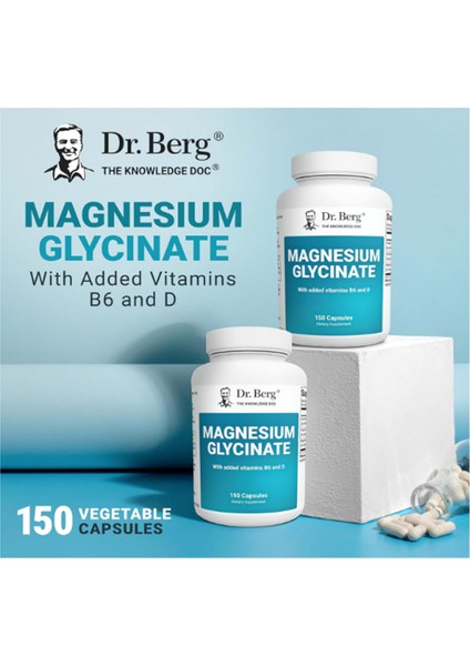 Magnesium Glycinate 400MG – Chelated Magnesium Vitamin D And B6 For Stress Support, Relaxation, And Good Sleep – 150 Capsul