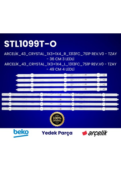 ARCELİK_43_CRYSTAL_1X3+1X4_R_1313FC_7S1P Rev.v0-Tzay Orijinal LED Bar ( 1 Takım ) Arcelık,beko,altus,grundıg Uyumlu
