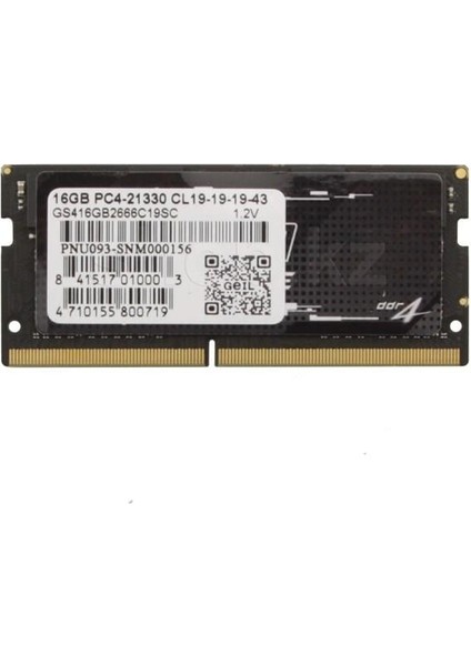 Geıl 16GB Ddr4 2666MHZ CL19 Notebook Ram GS416GB2666C19SC